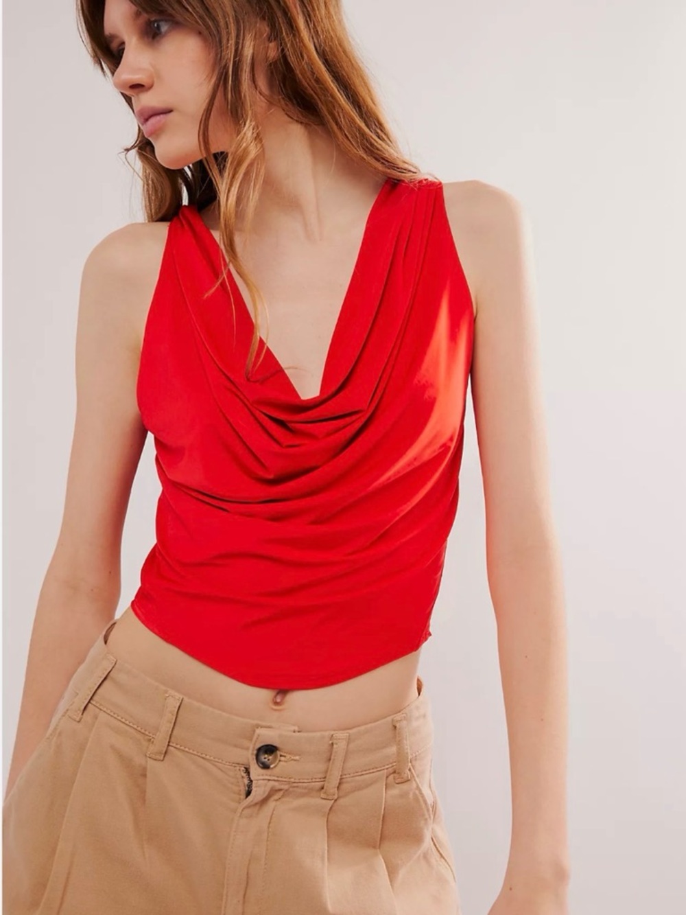 Free People Intimately Draped Sleeveless Crop Top in Red